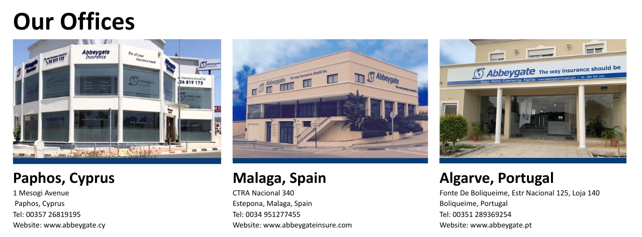 Our Offices in Cyprus, Spain, and Portugal